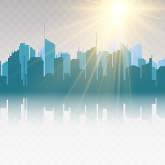 Vector city silhouette in a flat style. Modern urban landscape.vector illustration	