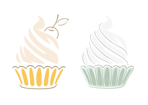 Two stylized cupcakes. Icons for design