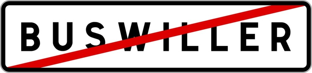 Panneau sortie ville agglomération Buswiller / Town exit sign Buswiller