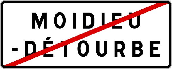 Fototapeta premium Panneau sortie ville agglomération Moidieu-Détourbe / Town exit sign Moidieu-Détourbe