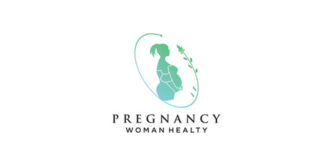 Pregnancy logo template with creative element and business design Premium Vector