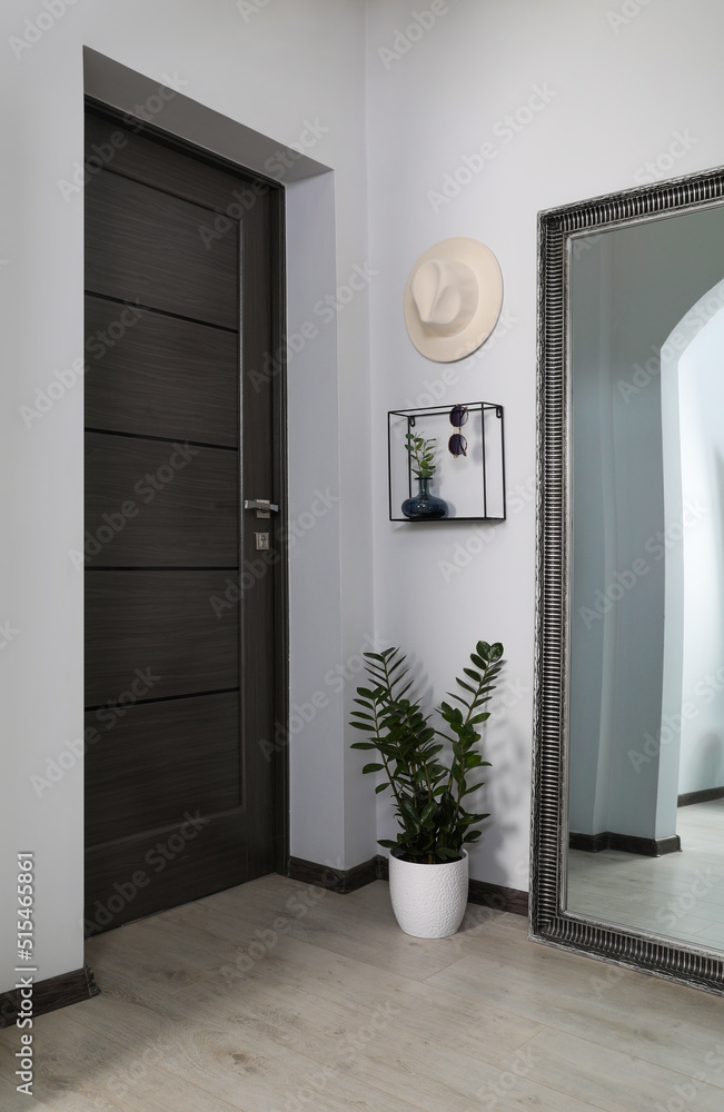 Sticker Modern hallway interior with large mirror near door