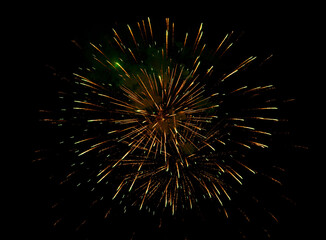 Beautiful bright fireworks lighting up night sky