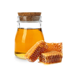 Tasty natural honey on white background. Organic product