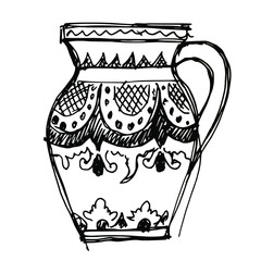 antique ukrainian vase on white background stick