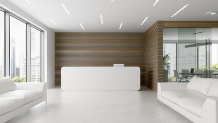 Fototapeta na wymiar Interior of reception and meeting room 3D illustration