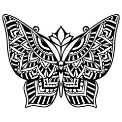 Butterfly Mandala. Vector zen decorative element.
