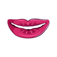 Women lips in a modern style. Isolated on white background illustrations of a female mouth. Erotic puffy lips stickers.
