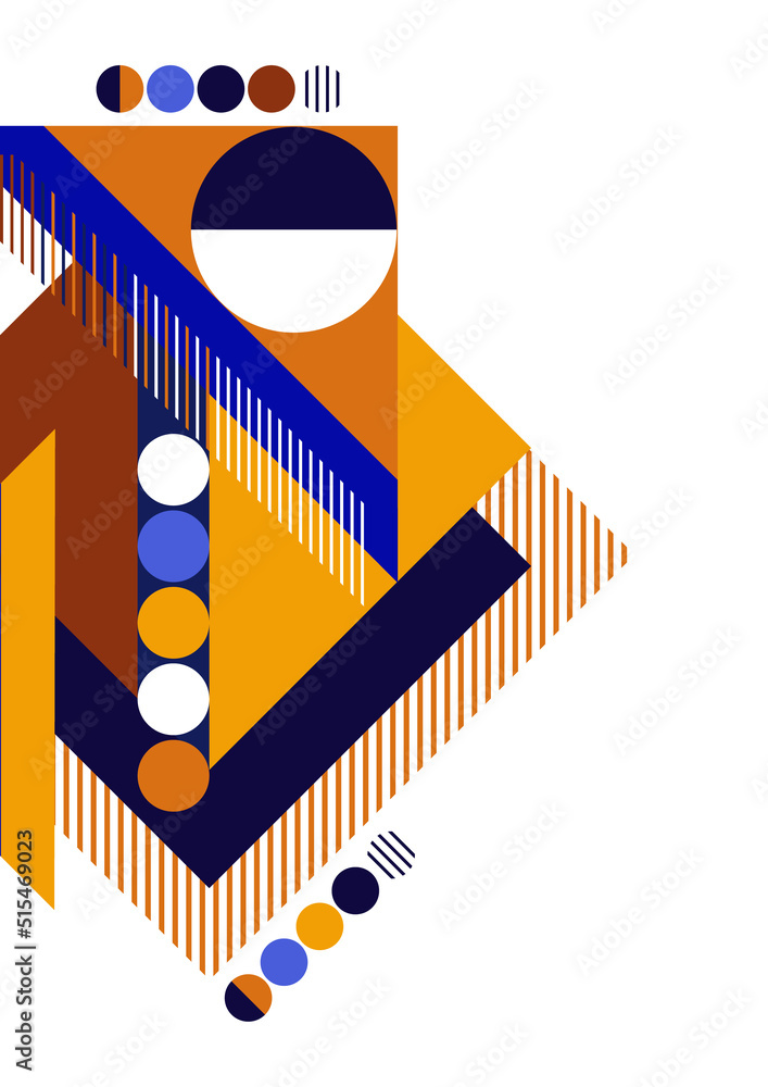 Poster modern abstract brochure with geometric shapes, circles and squares, lines. minimal bold architectur
