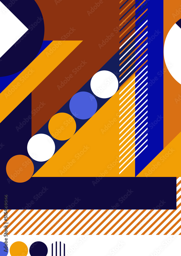 Poster modern abstract brochure with geometric shapes, circles and squares, lines. minimal bold architectur