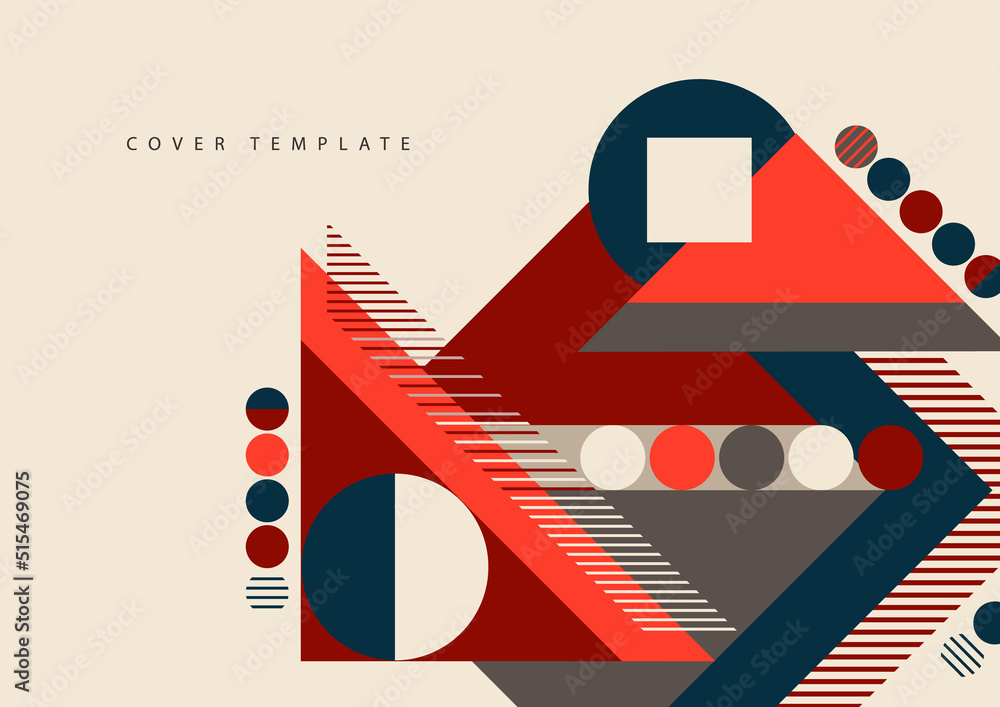 Poster modern abstract brochure with geometric shapes, circles and squares, lines. minimal bold architectur
