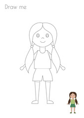 Simple Outline Stroke Little Girl Silhouette Photo Drawing Skills For Kids A3/A4/A5 suitable format size. Print it by yourself at home and enjoy!