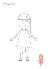 Simple Outline Stroke Little Girl Silhouette Photo Drawing Skills For Kids A3/A4/A5 suitable format size. Print it by yourself at home and enjoy!