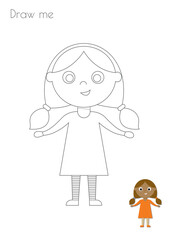 Simple Outline Stroke Little Girl Silhouette Photo Drawing Skills For Kids A3/A4/A5 suitable format size. Print it by yourself at home and enjoy!
