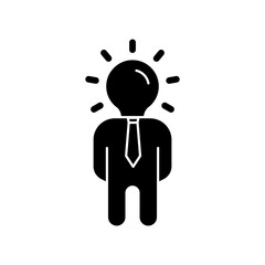People icon with light bulb head. Suitable for entrepreneur icon, business. Solid icon style, glyph. Simple design editable