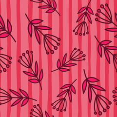 Simple forest berry seamless pattern. Hand drawn cute floral wallpaper.