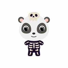 Cute little Halloween panda in a skeleton costume. Cartoon animal character for kids t-shirts, nursery decoration, baby shower, greeting card, invitation, house interior. Vector stock illustration