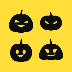 Evil pumpkin, illustration, vector on yellow background.