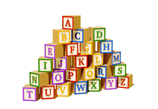 Pyramid of Colorful Alphabet Blocks. Vector Illustration