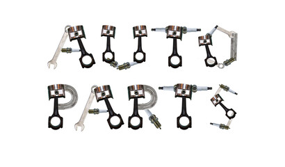 The inscription Auto repair made of car engine parts