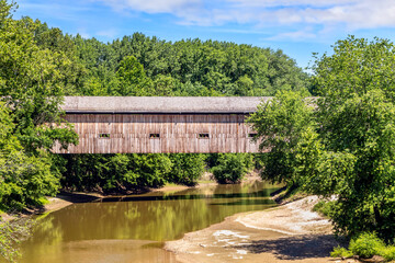 Jackson Covered Bridge is a modern replica of an 1832 bridge crossing the Embarras River at the...