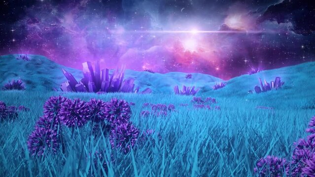 The Hills of the Crystals - Nature Fantasy Landscape Loop Background