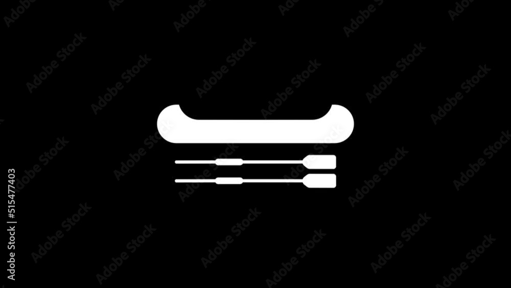 Poster white picture of canoe on a black background. canoe of native americans with oars. distortion liquid