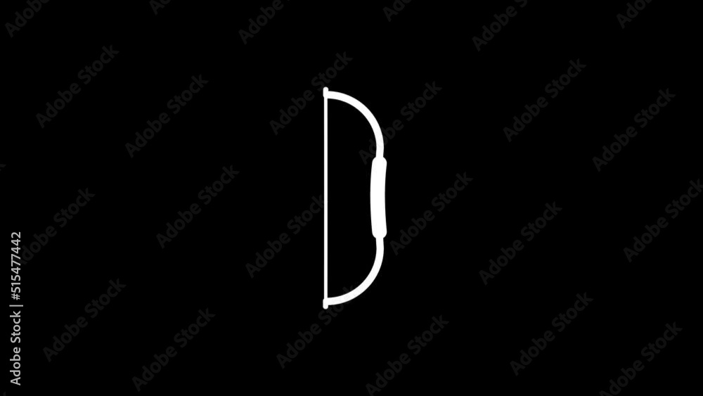 Poster white picture of bow on a black background. sport archery. distortion liquid style transition icon f