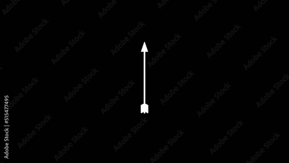 Poster white picture of arrow on a black background. consumables for the archer. distortion liquid style tr