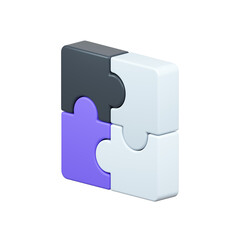 Puzzle 3d rendering icon. Isolated on white.