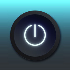 Neon power button. Basic object for further use in various areas of advertising.