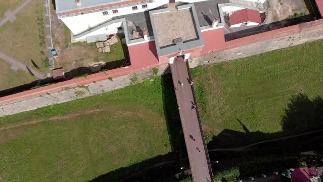 Old medival casttle gate drone view dubno ukraine europe