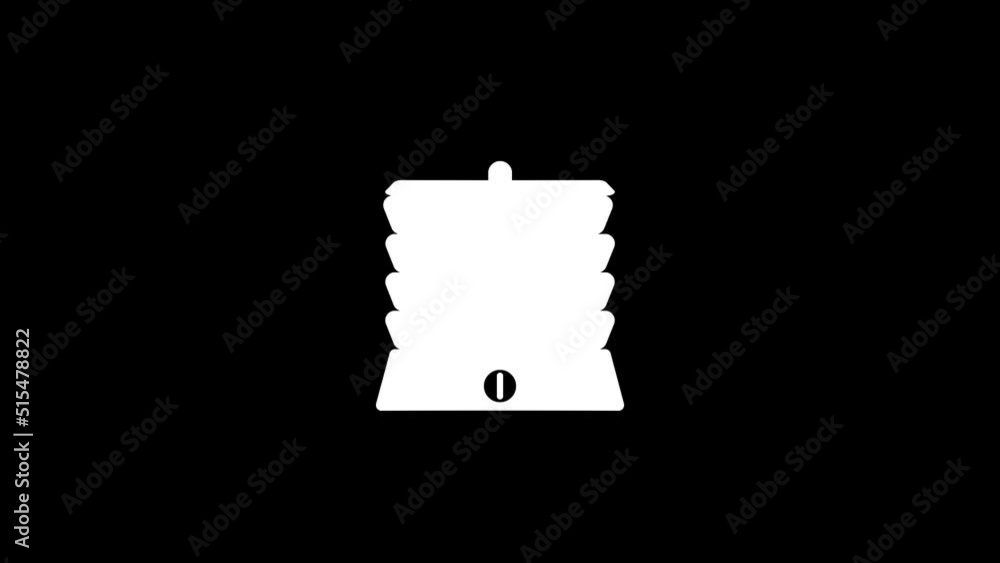 Poster white picture of steamer on a black background. steaming healthy food. distortion liquid style trans