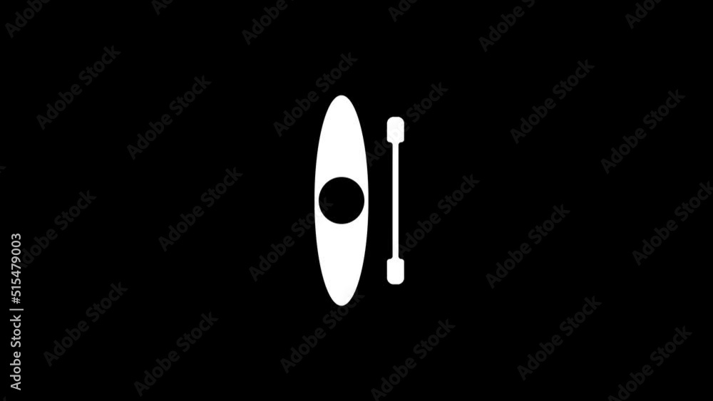 Poster white picture of canoe with oar on a black background. water sports. distortion liquid style transit