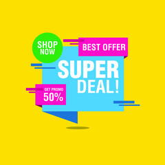 Super Deal Sale Banner Template Design, Big Sale Special Offer. End of Season Special Offer Banner. Abstract Promotion Graphic Element Stock Vector
