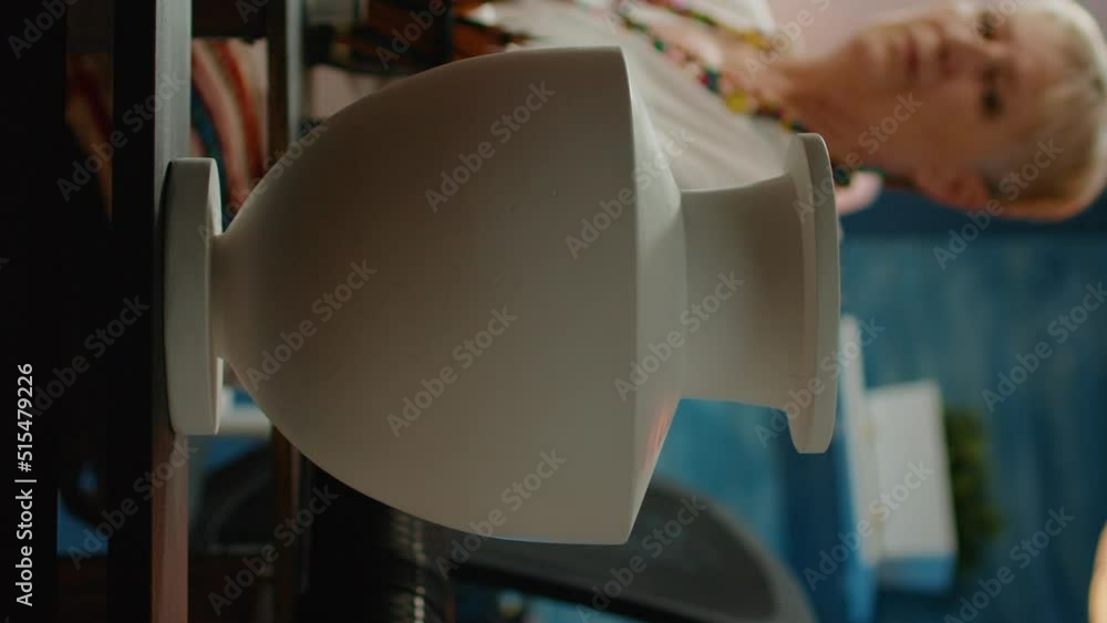 Poster vertical video: authentic vase model on table to create professional artwork masterpiece during arti