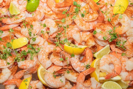 Large Platter Of Shrimp Cocktail On Ice