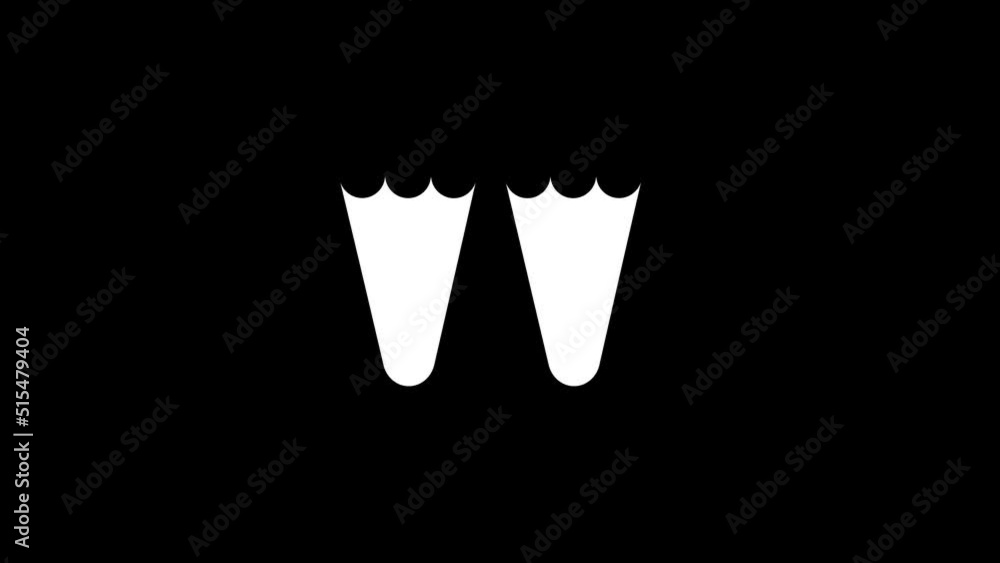 Poster white picture of flippers on a black background. tools for diving. distortion liquid style transitio