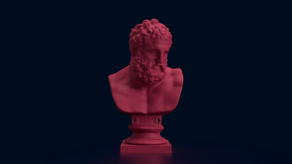 3d render red bust man antic in black background