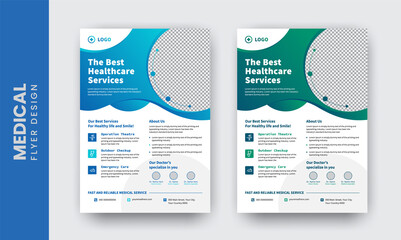 	
Corporate healthcare and medical flyer or poster design layout