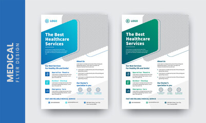 	
Corporate healthcare and medical flyer or poster design layout