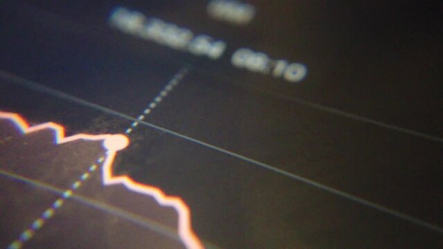 Red bear market chart. Recession and market crash concept. Cryptocurrency, stocks and bonds investments losing value. High quality 4k footage