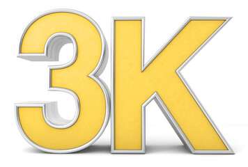 3K 3d. 10k followers isolated on white background. 3D rendering