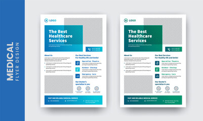 	
Corporate healthcare and medical flyer or poster design layout