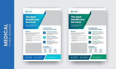 	
Corporate healthcare and medical flyer or poster design layout