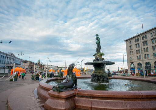 Havis Amanda - Statue of a nude mermaid created by Ville Wahlgren in Paris and erected on the site in 1908 in Helsinki