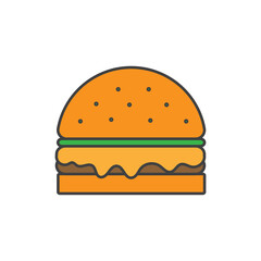 Burger Vector Illustration. Simple icon on white. Food concept, fast food, menu