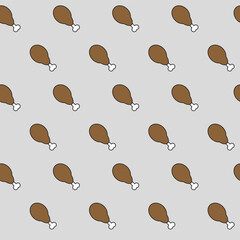 Crispy fried chicken seamless pattern, vector repeat wallpaper background - cartoon illustration doodle design