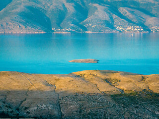 High plateau over the town Baska on island Krk with town Sen jon the other coast, Croatia