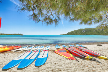 Stunning view of  beach of Santa Giulia resort.